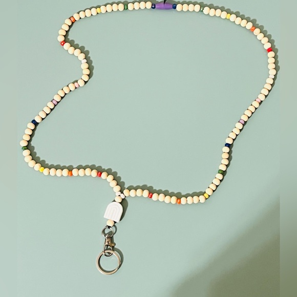 Rainbow Wooden Lanyard - Picture 1 of 2